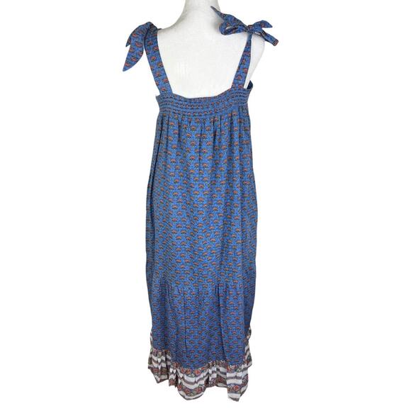Anthropologie Cleobella India Midi Dress Blue Cotton Lotus Size Large No Belt - Picture 4 of 8